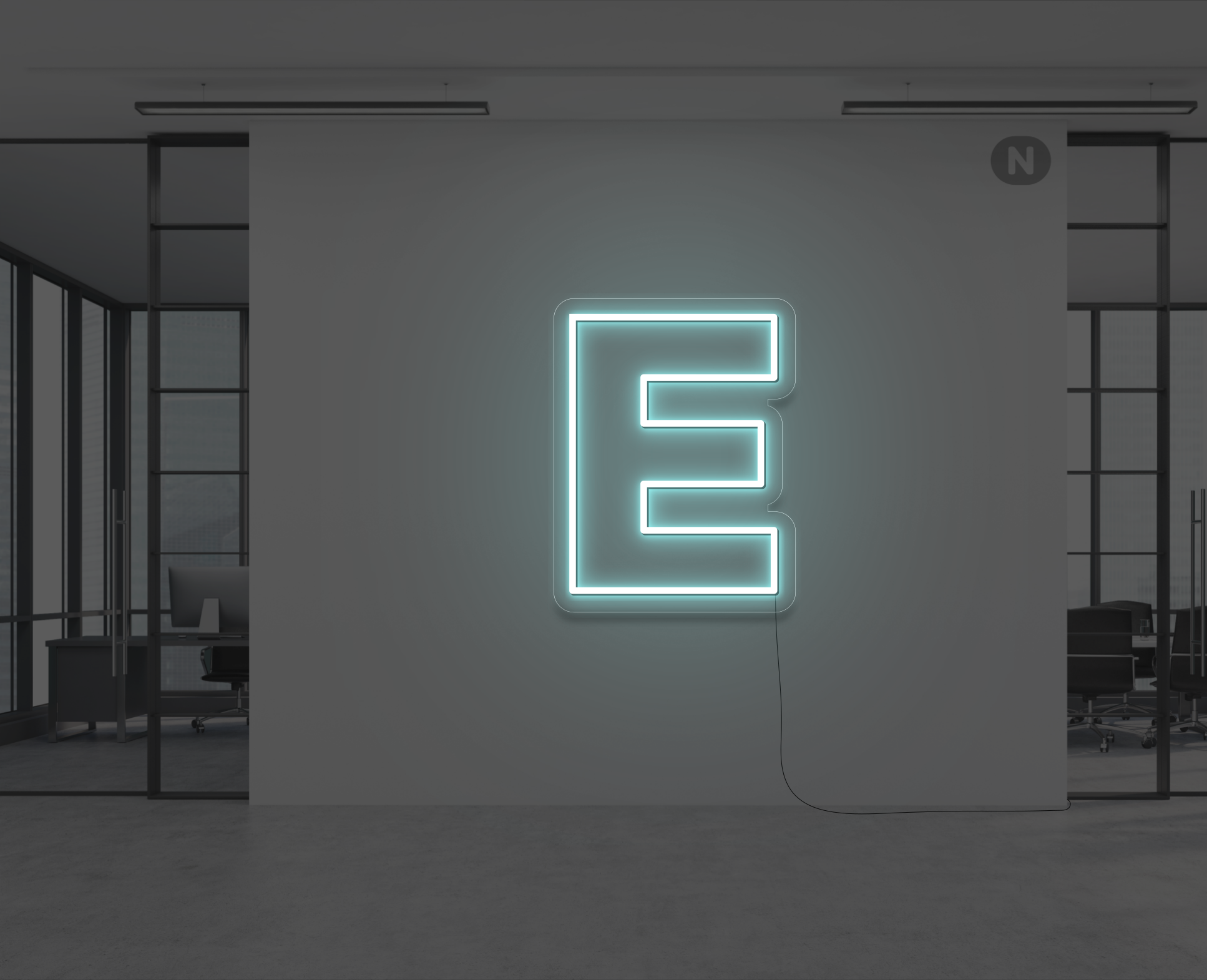 neon-letter-e-ijsblauw