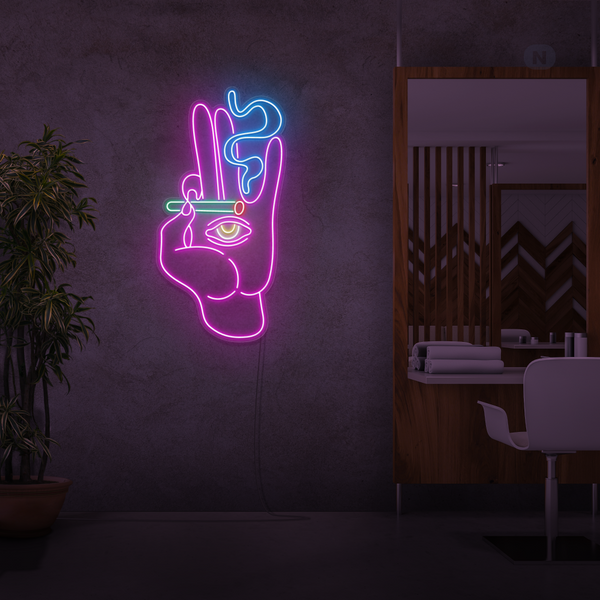 Neon Verlichting Rokende Hand