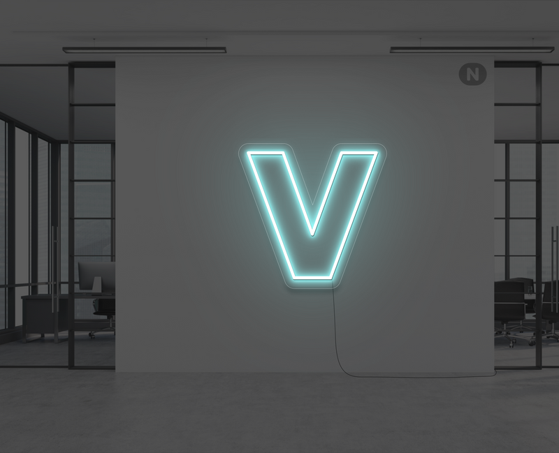 neon-letter-v-ijsblauw